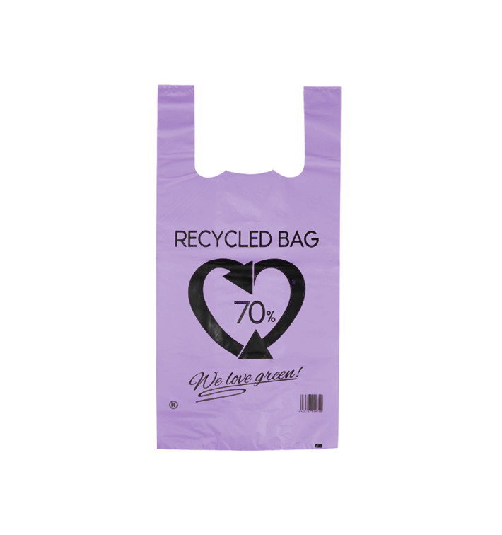 Plastic Hemddraagtassen 70% Gerecycled Lila 42x53cm 50µm (50 stuks) 