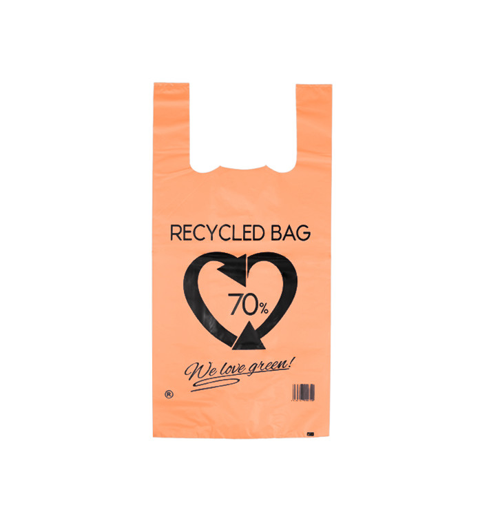 Plastic Hemddraagtassen 70% Gerecycled Oranje 42x53cm 50µm (1.000 stuks)