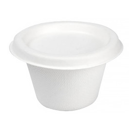 Suikerriet Deksel Container Bagasse wit 120ml (1800 stuks)