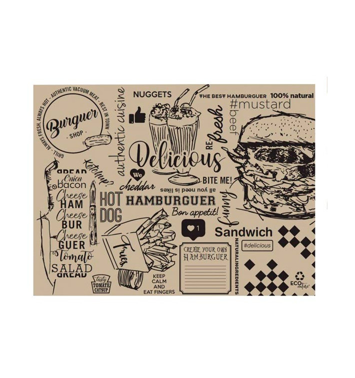 Placemat van Papier Kraft "Burguer" 30x40cm 40g/m² (1.000 Stuks)