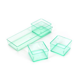 Plastic dienblad PS Rechthoekige vorm Water groen 13,1x4,6 cm (288 stuks)