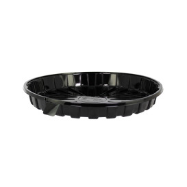 Plastic cakeplak Container transparant zwarte voet Ø22x6,5cm (60 stuks)