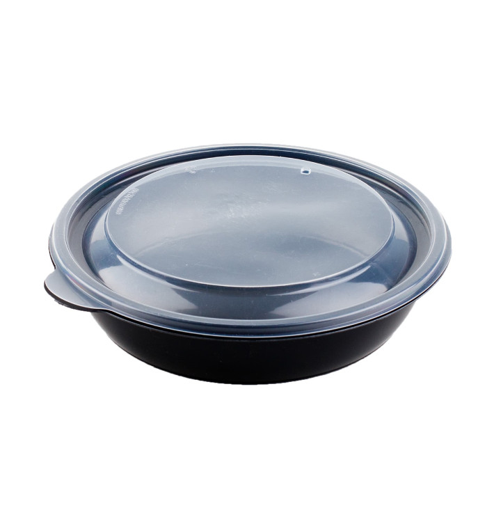 Plastic deli Container met Deksel PP zwart 1000ml Ø19x5cm (15 stuks) 