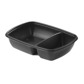 Plastic deli Container met Deksel PP zwart 2C 1300ml 28x20cm (15 stuks) 