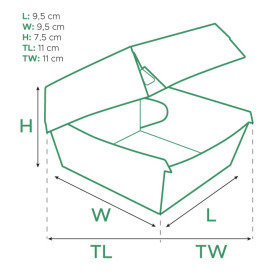 Bakjes Hamburger Kraft Kartonnen 11x11x7,5cm (50 Stuks)