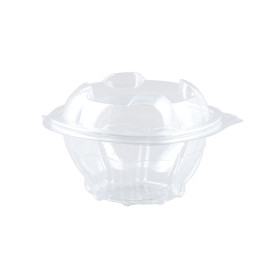 Plastic scharnierende Saladekom PLA Rond vormig 250ml (100 Stuks)