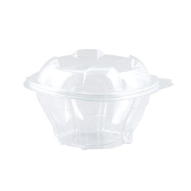 Plastic scharnierende Saladekom PLA Rond vormig 375ml (300 Stuks)