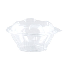 Plastic scharnierende Saladekom PLA Rond vormig 500ml (50 Stuks)