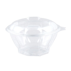 Plastic scharnierende Saladekom PLA Rond vormig 750ml (50 Stuks)