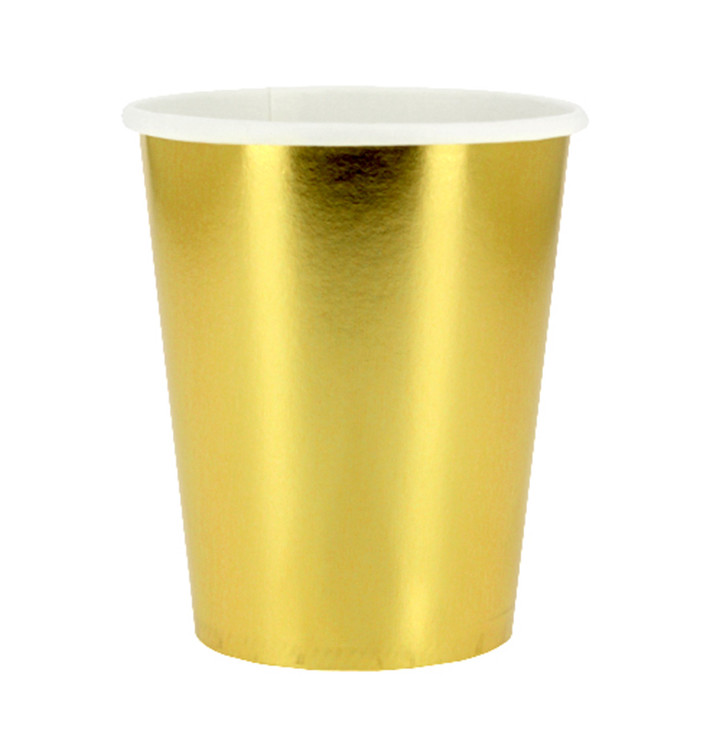 Papieren beker goud 9Oz/240ml "Party" (10 stuks)