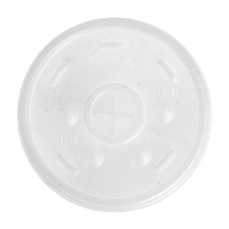 Plastic PS Deksel met rietsleuf Ø8,9cm voor Schuim beker (100 stuks)