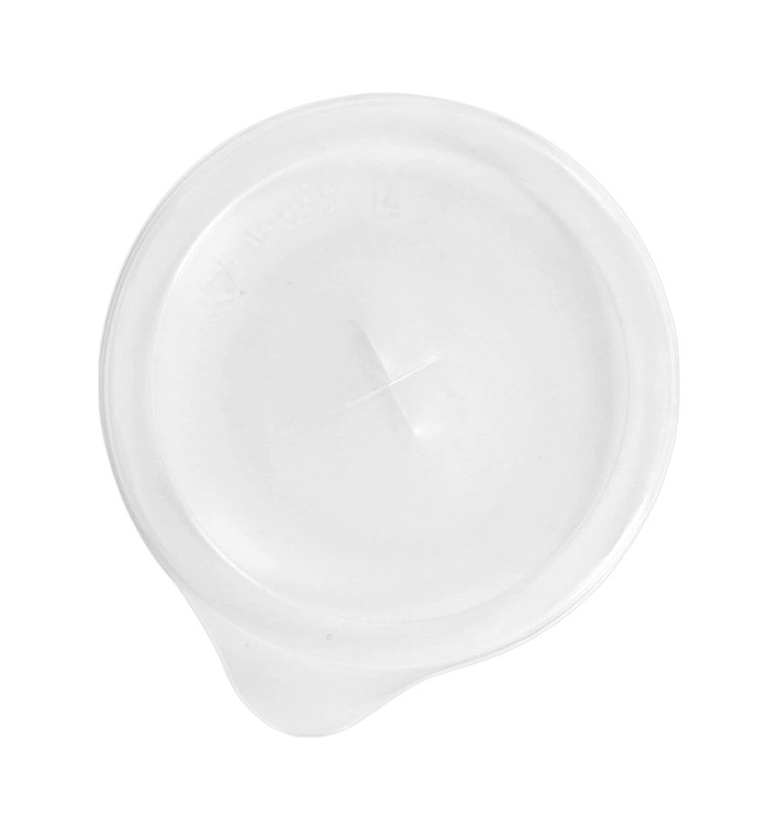 Plastic PS Deksel met rietsleuf Easen Open transparant Plat Ø8cm (100 stuks) 