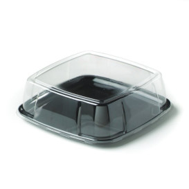 Plastic dienblad Hard zwart met Deksel 27x27cm (5 stuks) 