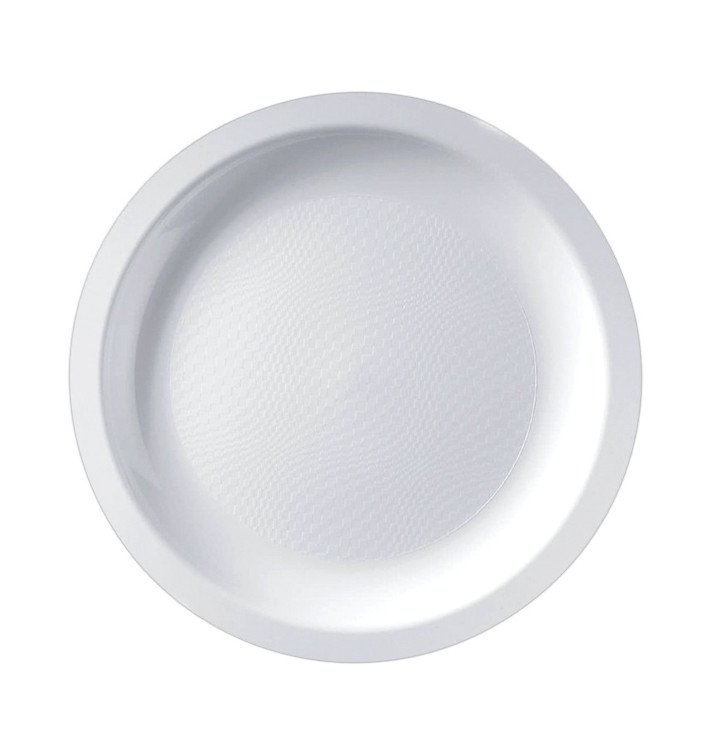 Plastic bord Plat wit "Rond vormig" PP Ø18,5 cm (50 stuks) 