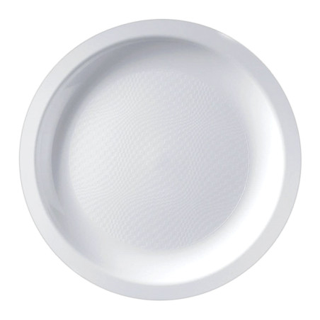 Herbruikbare harde bord Plat wit "Rond vormig" PP Ø18,5cm (25 stuks) 