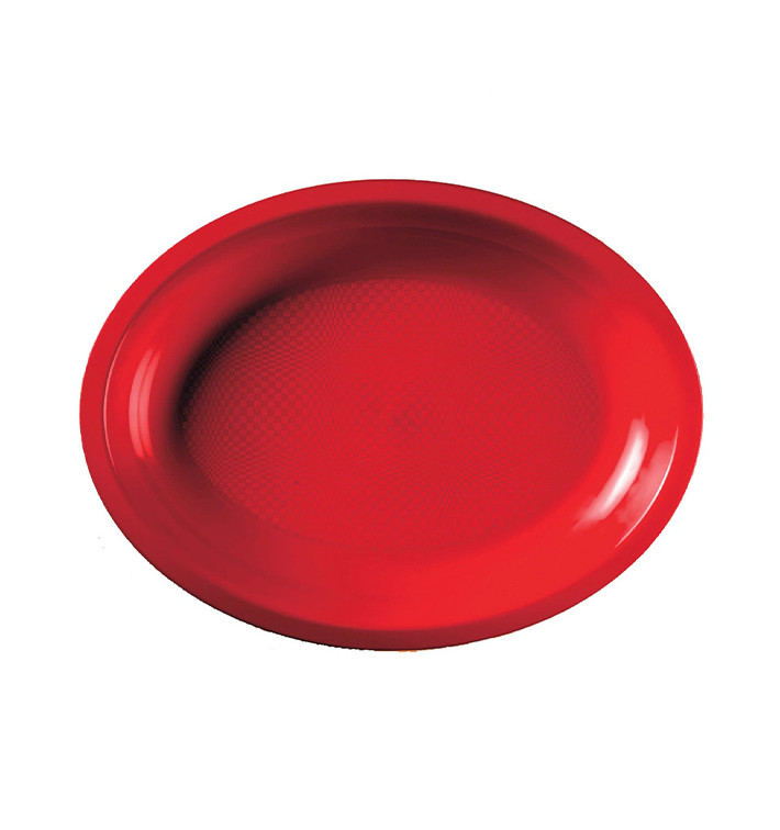 Plastic schotel microgolfbaar Ovaal vormig rood "Rond vormig" 25,5x19 cm (600 stuks)