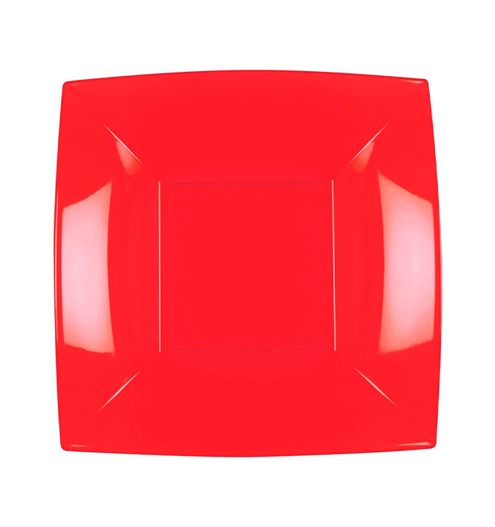 Plastic bord Diep rood "Nice" PP 18 cm (25 stuks) 