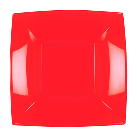 Herbruikbare harde bord Diep rood "Nice" PP 18 cm (25 stuks) 