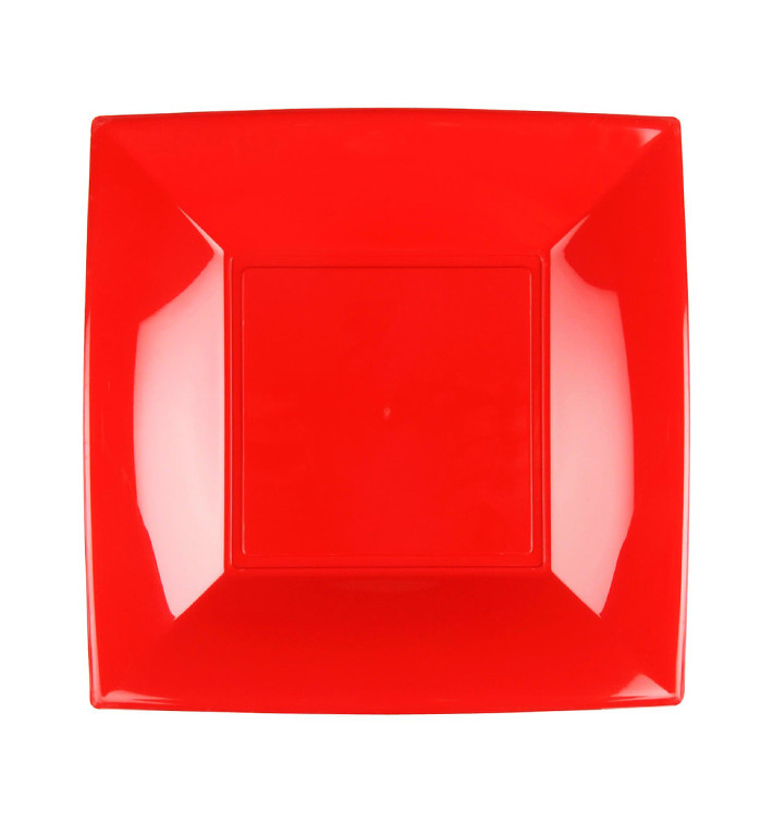 Plastic bord Plat rood "Nice" PP 23 cm (300 stuks)