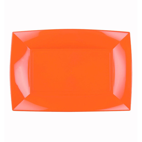 Plastic dienblad microgolfbaar oranje "Nice" 28x19cm (12 stuks) 