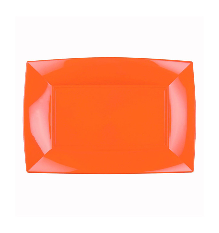 Plastic dienblad microgolfbaar oranje "Nice" 28x19cm (240 stuks)