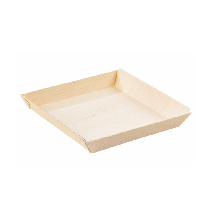 Houten schaal Vierkant 13x13x2cm 500ml (25 stuks)