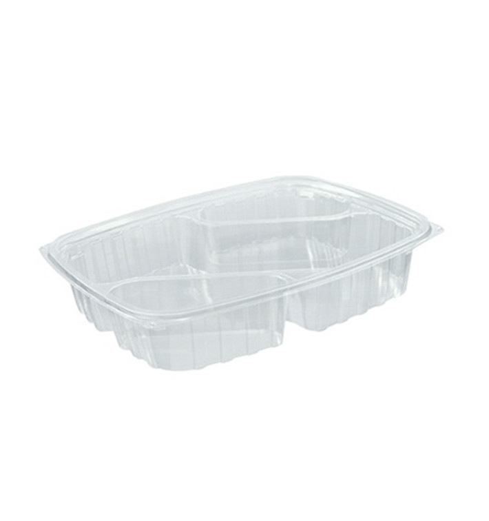 Plastic deli Container OPS "transparantPac" 3 Compartmenten Diagonal transparant 887ml (63 stuks) 