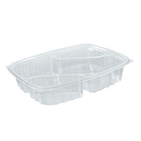 Plastic deli Container OPS "transparantPac" 3 Compartmenten Diagonal transparant 887ml (63 stuks) 