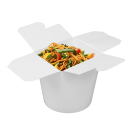 Papieren take-out Container wit 529ml (50 stuks) 