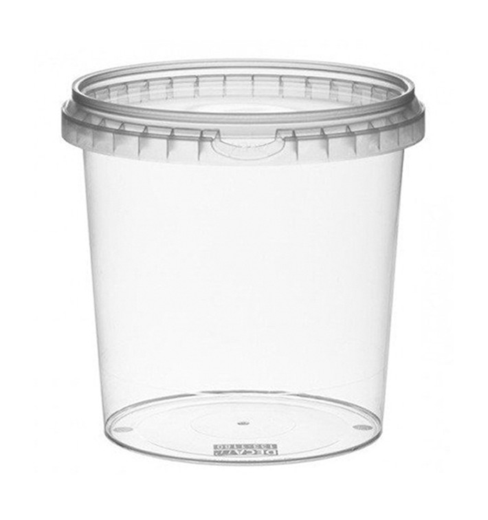 Plastic deli Container met Plastic Deksel PP Onbreekbaar 1180 ml Ø13,3 (180 stuks)