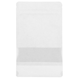 Papieren Doypack Wit met zelfsluiting en venster 12+6x20cm (50 stuks)