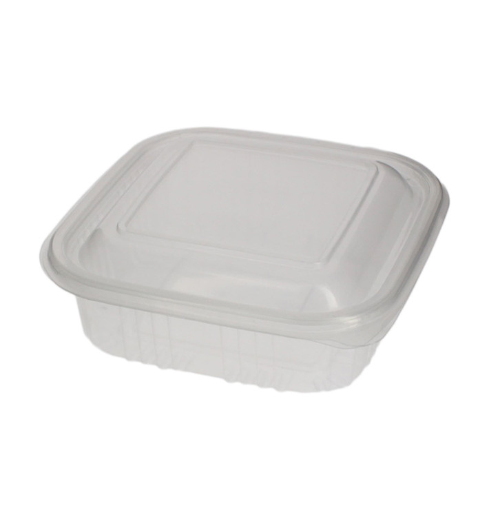 Plastic scharnierende Deli-Container microgolfbaar PP Vierkant 370ml (100 stuks) 