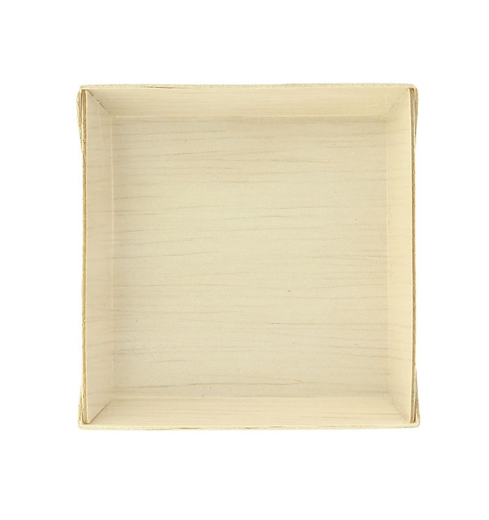 Houten mini bord Vierkant 7x7x1,5cm (20 stuks) 