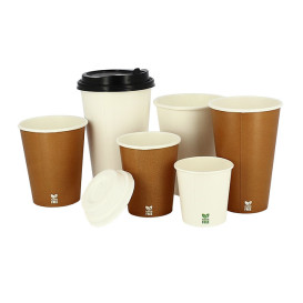 Plastic-Vrije Papieren Beker 12 Oz/360ml "Caramel" Ø8cm (1.000 Stuks)