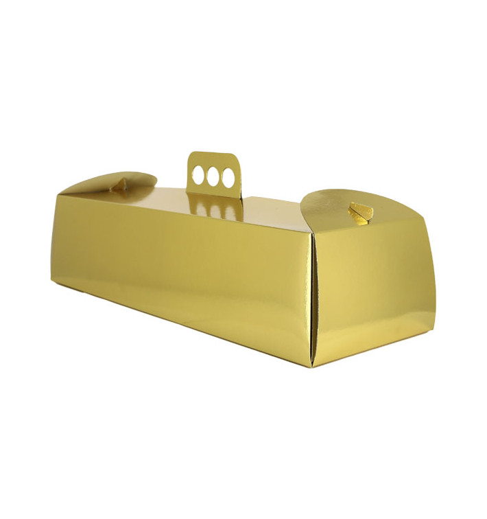 Papieren cake doosje gemetalliseerd goud Rechthoekige vorm Swisse Roll 16x44x10,5cm (100 stuks)