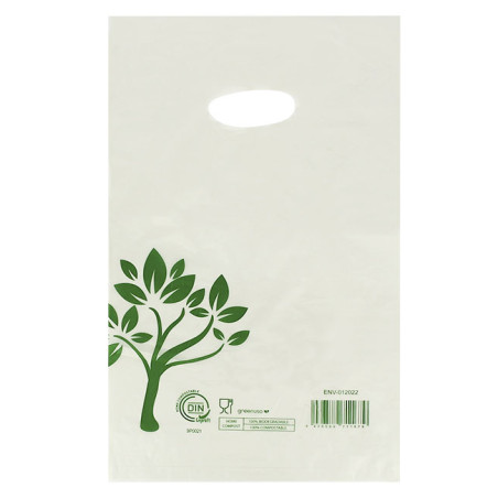 Zak met gestanst handvat Home Compost “Be Eco!” 20x33cm 17µm (100 stuks)