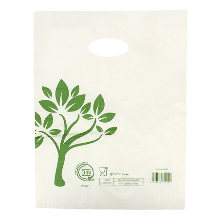 Zak met gestanst handvat Home Compost “Be Eco!” 30x40cm 19µm (100 stuks)