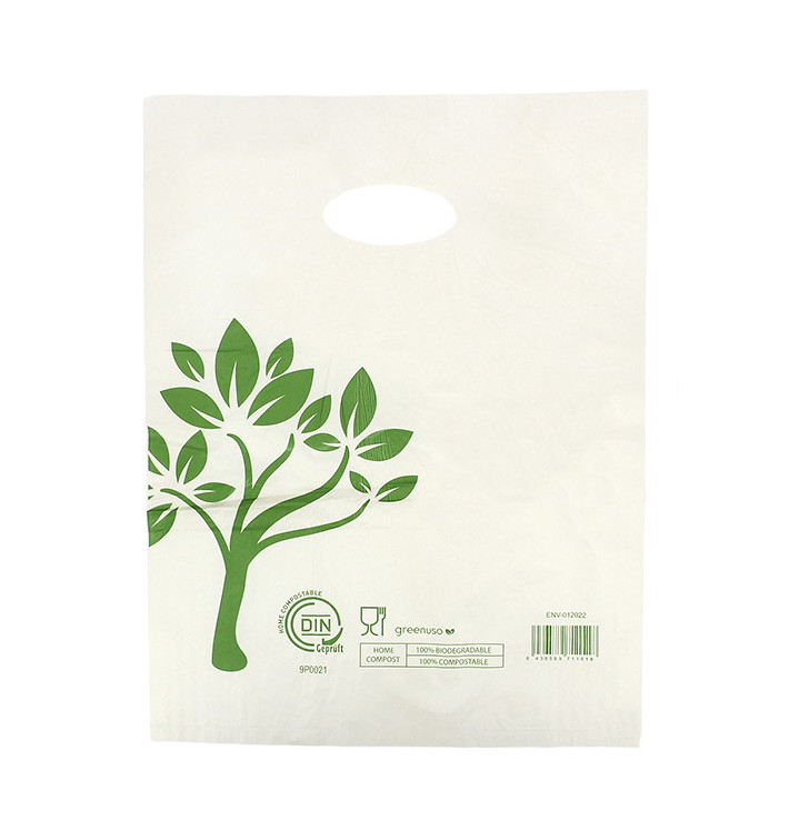 Zak met gestanst handvat Home Compost “Be Eco!” 30x40cm (3.000 stuks)