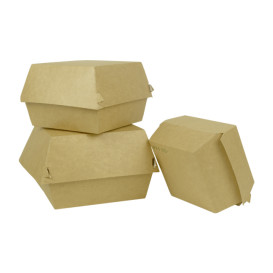 Bakjes Hamburger Kraft Kartonnen Dubbele Sluiting 11x11x7,5cm (50 Stuks)