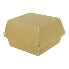 Bakjes XXL Hamburger Kraft Kartonnen Dubbele Sluiting 13x13x9cm (50 Stuks)