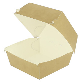 Bakjes XXL Hamburger Kraft Kartonnen Dubbele Sluiting 13x13x9cm (50 Stuks)