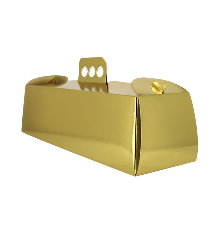 Papieren cake doosje gemetalliseerd goud Rechthoekige vorm Swisse Roll 12,5x45,5x10,5cm (50 stuks) 