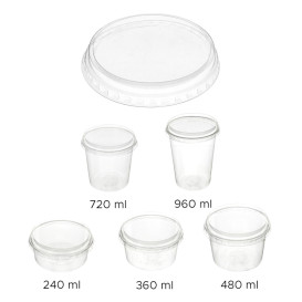 Lid for Tub Deli Container PLA Clear Compostable 240, 360, 480, 720, 960ml (600 Stuks)