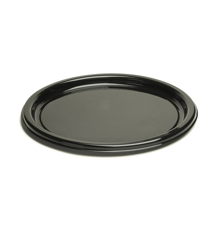 Plastic bord Rond vormig zwart 18 cm (250 stuks)