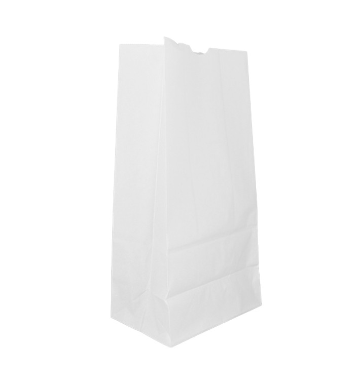 Papieren zak zonder handvat kraft wit 60g/m² 18+11x34cm (500 stuks)