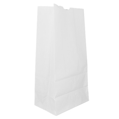 Papieren zak zonder handvat kraft wit 60g/m² 18+11x34cm (500 stuks)