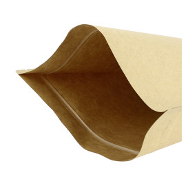 Papieren Doypack Kraft met zelfsluiting en venster 25+12x35cm (250 stuks)