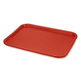 Plastic dienblad Fast Food rood 30,4x41,4cm (1 stuk) 