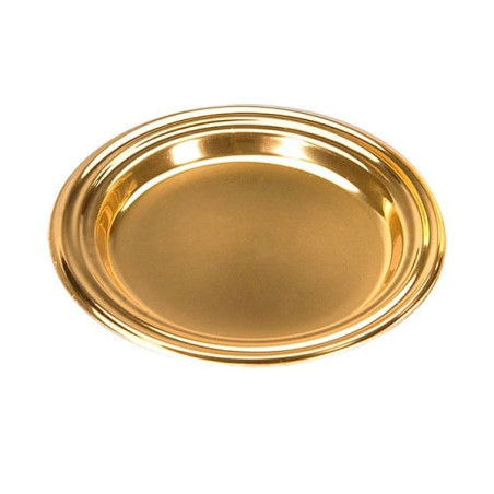 Plastic Proeving mini bord PS Dessert Rond vormig goud 8 cm (1000 stuks)