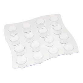 Plastic Bediening beker vervoerder 16 Vial Slots PS transparant 15,5x15,5x1,6cm (2 stuks)